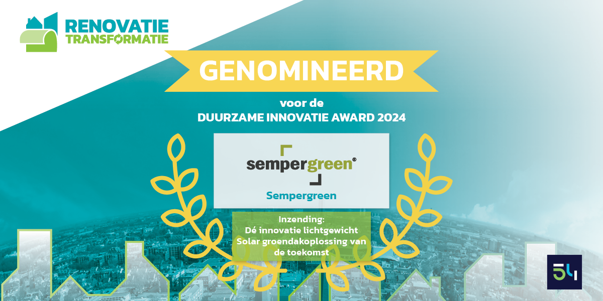 Het lichtgewicht solar groendak van Sempergreen is genomineerd voor de Duurzame Innovatie Award 2024