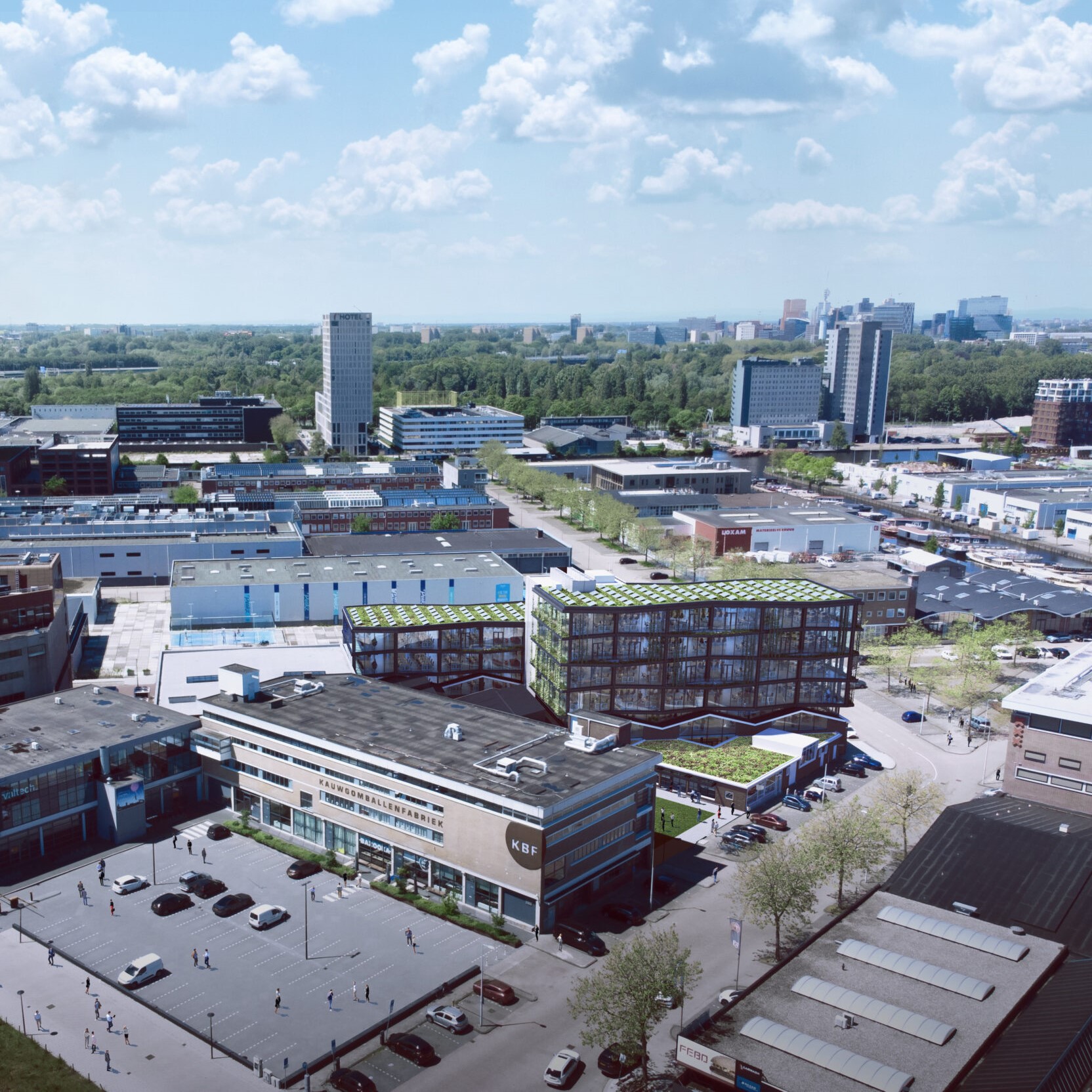 Groene dakrenovatie op Kauwgomballenfabriek Amsterdam (credits: NEXT Architects)