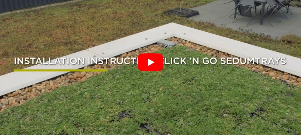 Video and installation instructions for Click 'n go Sedumtrays green roof system