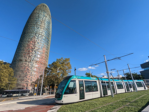 Green tramway Barcelona